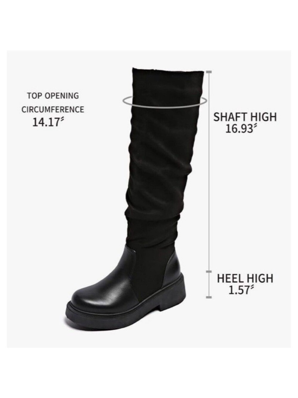 NEW Black Slouch Knee High Boots Chunky Platform Goth Grunge Women’s 7.5 NWOB - Picture 3 of 11